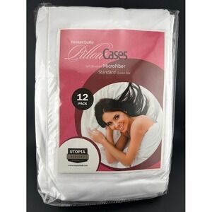 Utopia‎ Bedding Pillow Cases Queen Size White Soft Brushed Microfiber 12 Pack